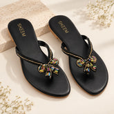 Beaded Bow Slipper Black