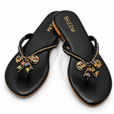 Beaded Bow Slipper Black