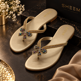 Beaded Bow Slipper Golden
