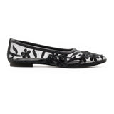 Black Floral Mesh Flats
