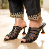Net Pointed Toe Heel Black