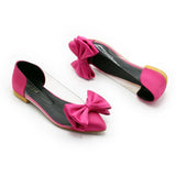 Bow Pointed Pumps Hot Pink