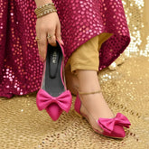 Bow Pointed Pumps Hot Pink