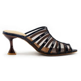 Dark Brown Net Pointed Toe Heel