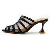 Dark Brown Net Pointed Toe Heel