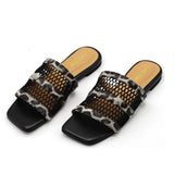 Cheetah Mesh Square Slides Black