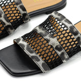 Cheetah Mesh Square Slides Black