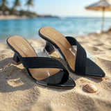 Cross Over Pointed Black Sandal