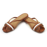Luna Buckle Mesh Slides Camel