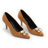 Party Wear Court Shoes Sepia