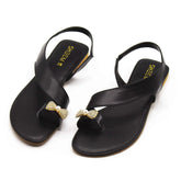 Black Toe Loop Flat Sandal
