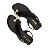 Black Toe Loop Flat Sandal