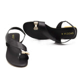 Black Toe Loop Flat Sandal