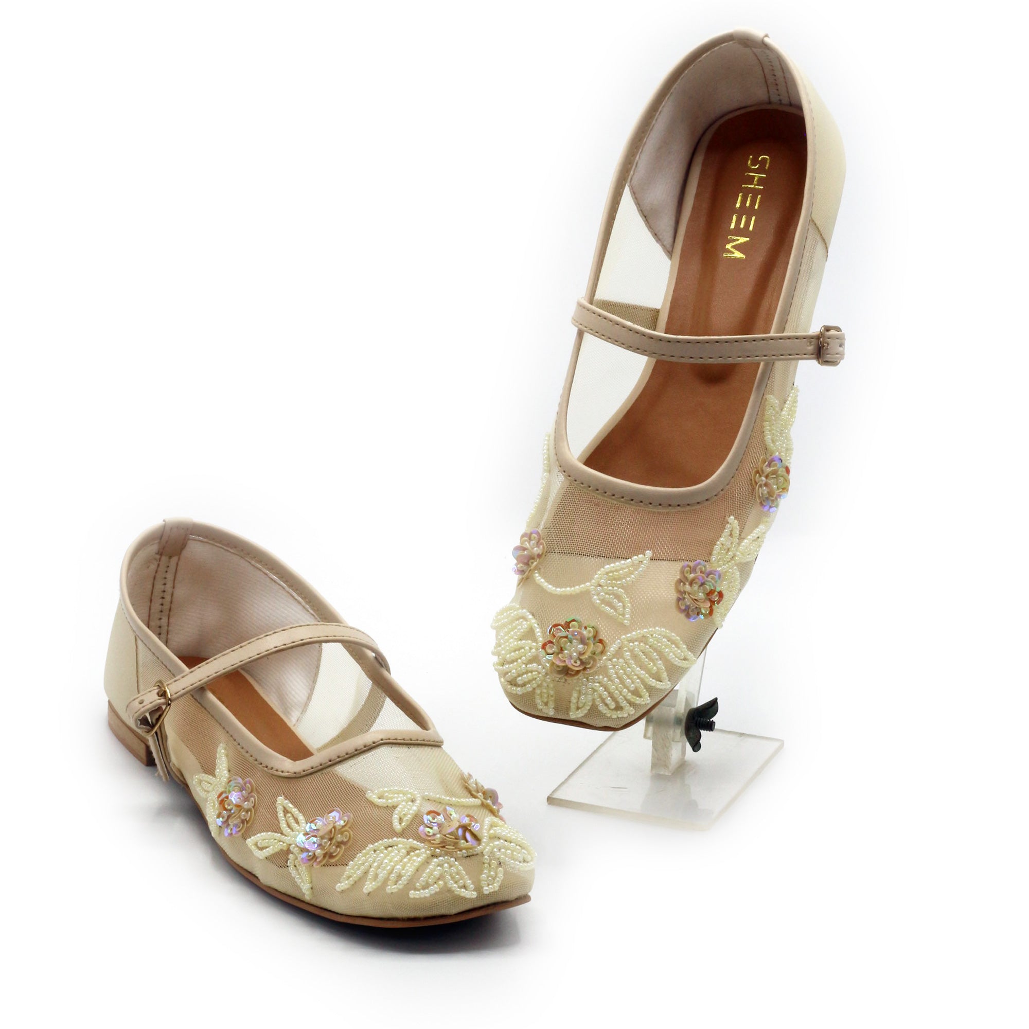 Ballerina Applique Embroidery In Beige