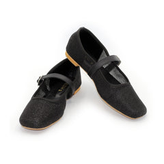 Ballerina Flats with Buckle Mesh Black