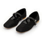 Ballerina Flats with Black Buckle Mesh