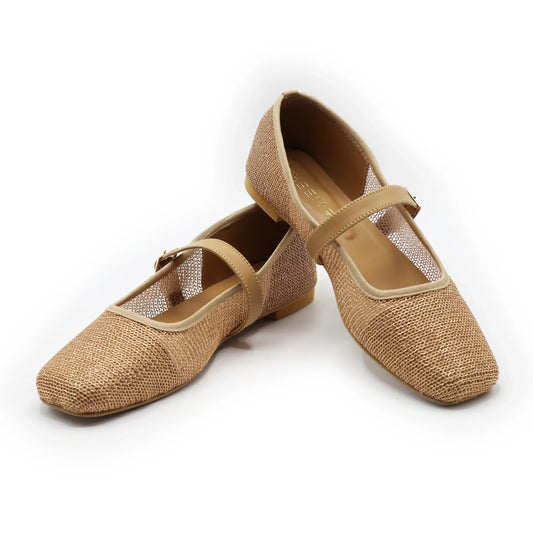 Ballerina Flats with Copper Buckle Mesh
