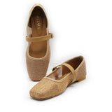 Ballerina Flats with Copper Buckle Mesh