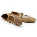 Ballerina Flats with Copper Buckle Mesh