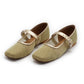 Ballerina Flats with Golden Buckle Mesh