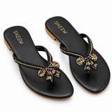 Beaded Bow Slipper Black
