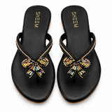 Beaded Bow Slipper Black