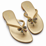Beaded Bow Slipper Golden
