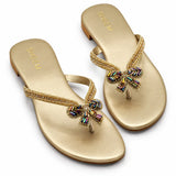 Beaded Bow Slipper Golden