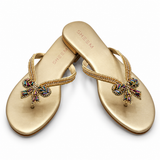 Beaded Bow Slipper Golden