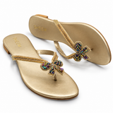 Beaded Bow Slipper Golden