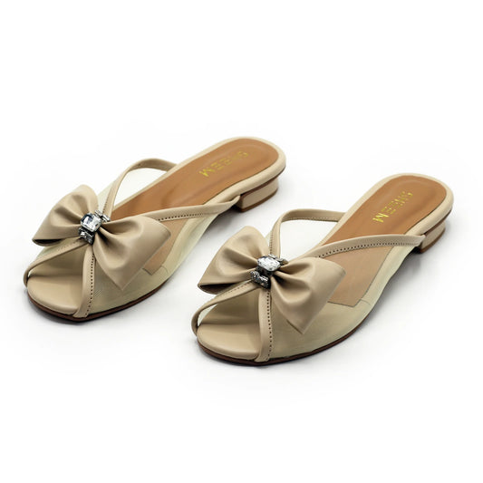 Bella Bow Flats Creamy Beige