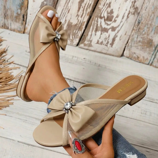 Bella Bow Flats Creamy Beige