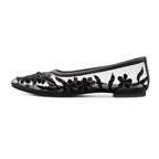 Black Floral Mesh Flats