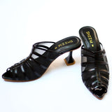 Black Net Pointed Toe Heel