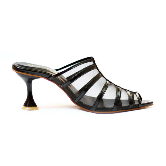 Net Pointed Toe Heel Black