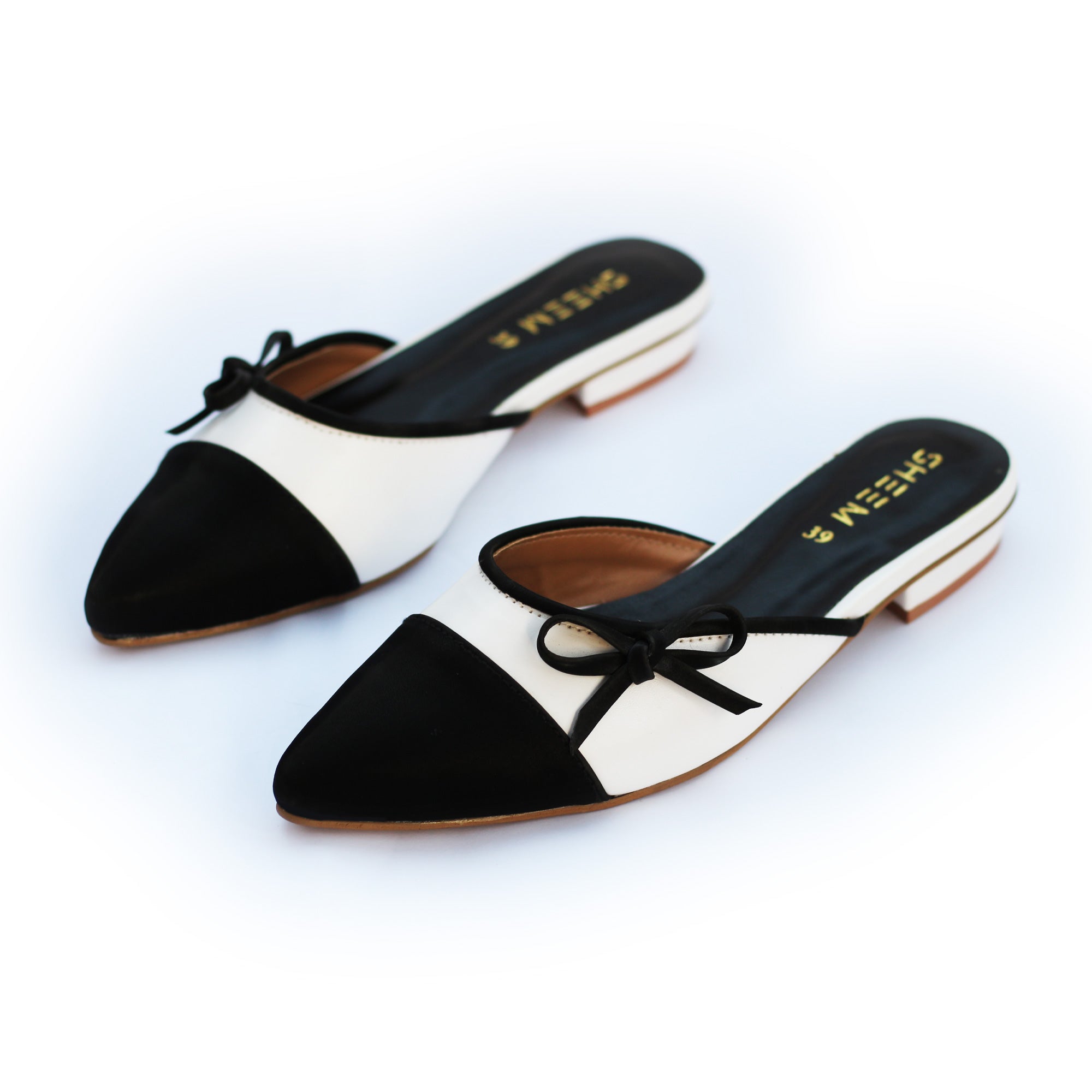 Bow Tie Mules Black & White