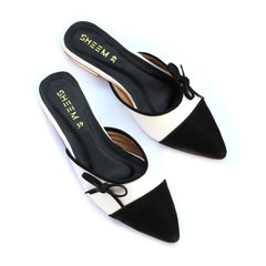 Bow Tie Mules Black & White