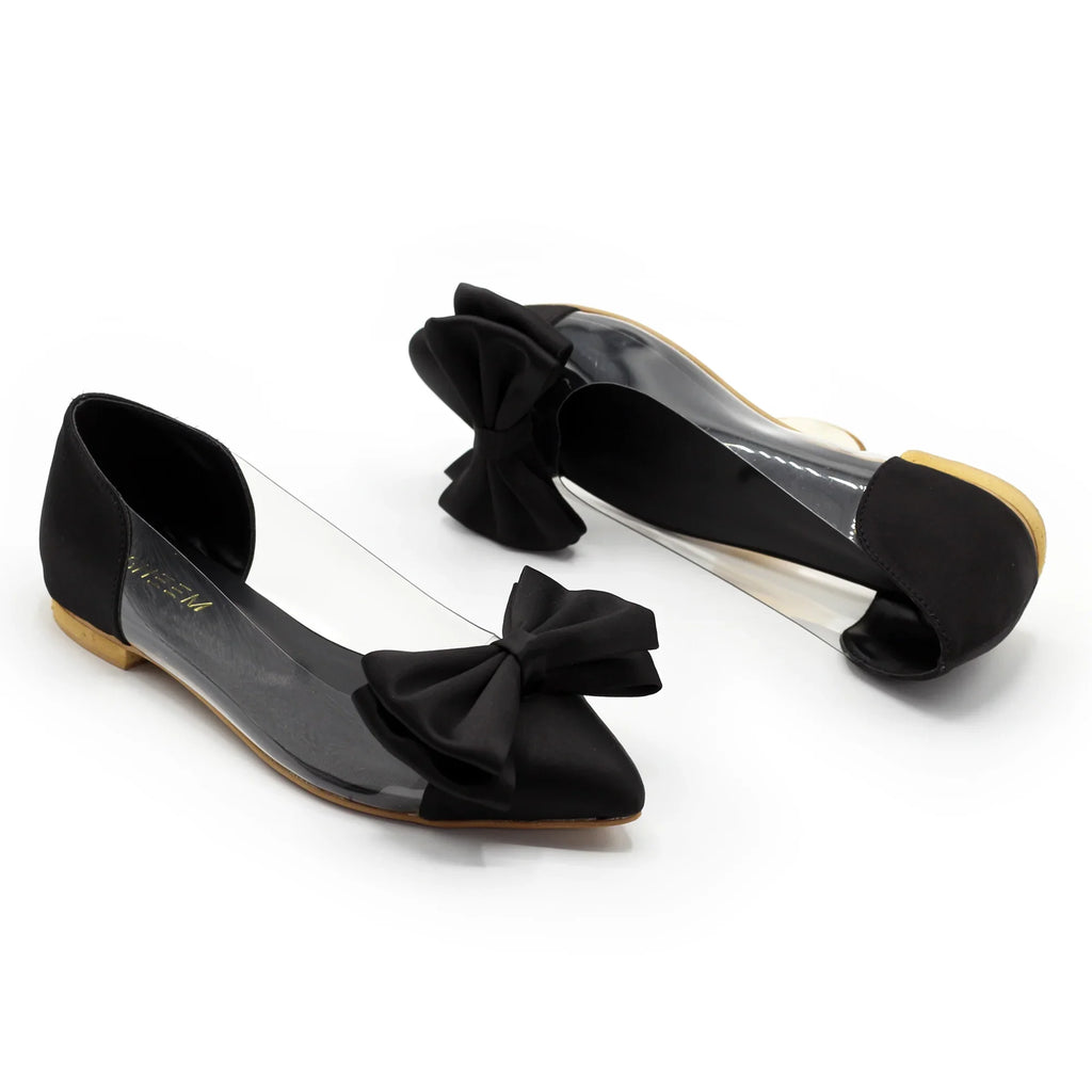 Bow Pointed Pumps Black