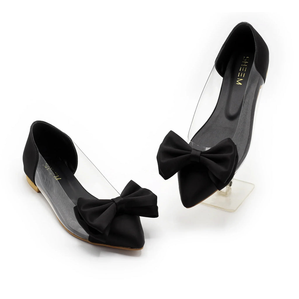 Bow Pointed Pumps Black