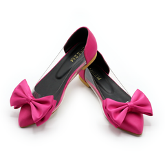Bow Pointed Pumps Hot Pink