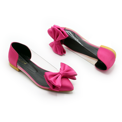 Bow Pointed Pumps Hot Pink