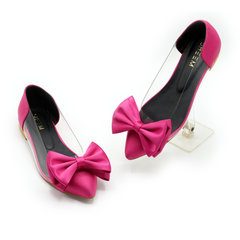 Bow Pointed Pumps Hot Pink