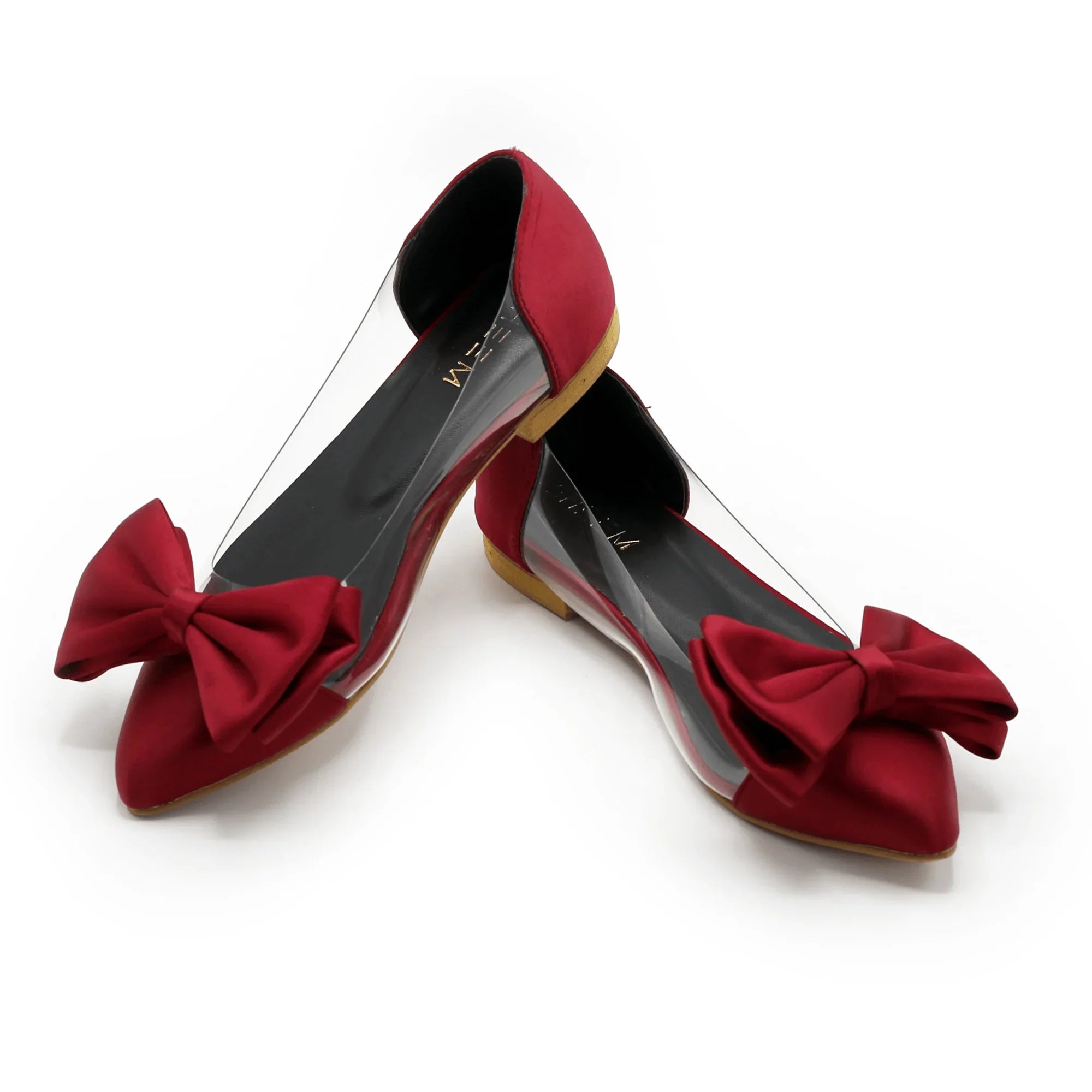 Bow Pointed Pumps Maroon