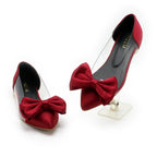 Bow Pointed Pumps Maroon
