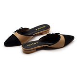 Bow Tie Mules Black & Mustard