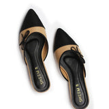 Bow Tie Mules Black & Mustard