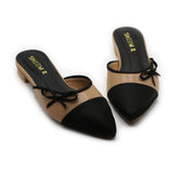 Bow Tie Mules Black & Mustard