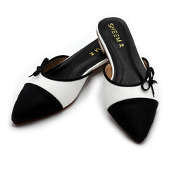 Bow Tie Mules Black & White