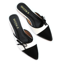 Bow Tie Mules Black & White