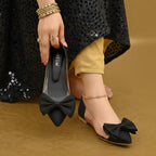 Bow Pointed Pumps Black